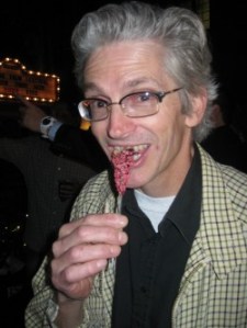 Dan is eating the Roasted Banana Mousse Parfait with caramel caviar at the Hyatt Regioncy Grand Cypress.Photo by: Sandra Carr