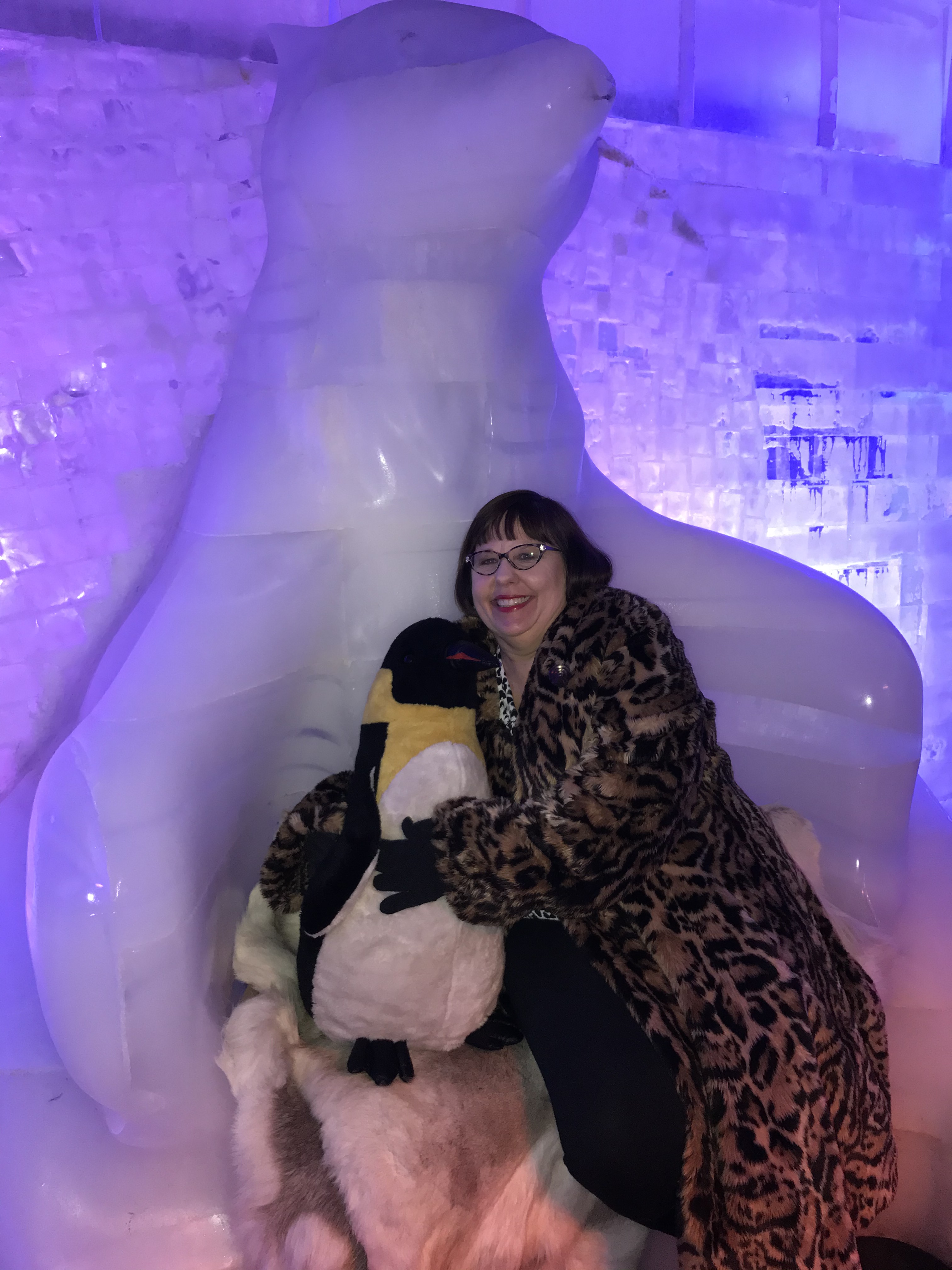 Sandra Sitting in the Ice Polar Bear Chair